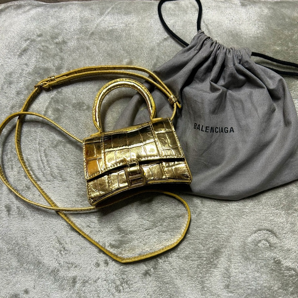 Gold Balenciaga hourglass mini